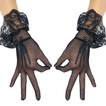 Grace Karin Sexy Bow-Knot Decorated Bridal Wedding Party Black Lace Mesh Gloves CL010606-1